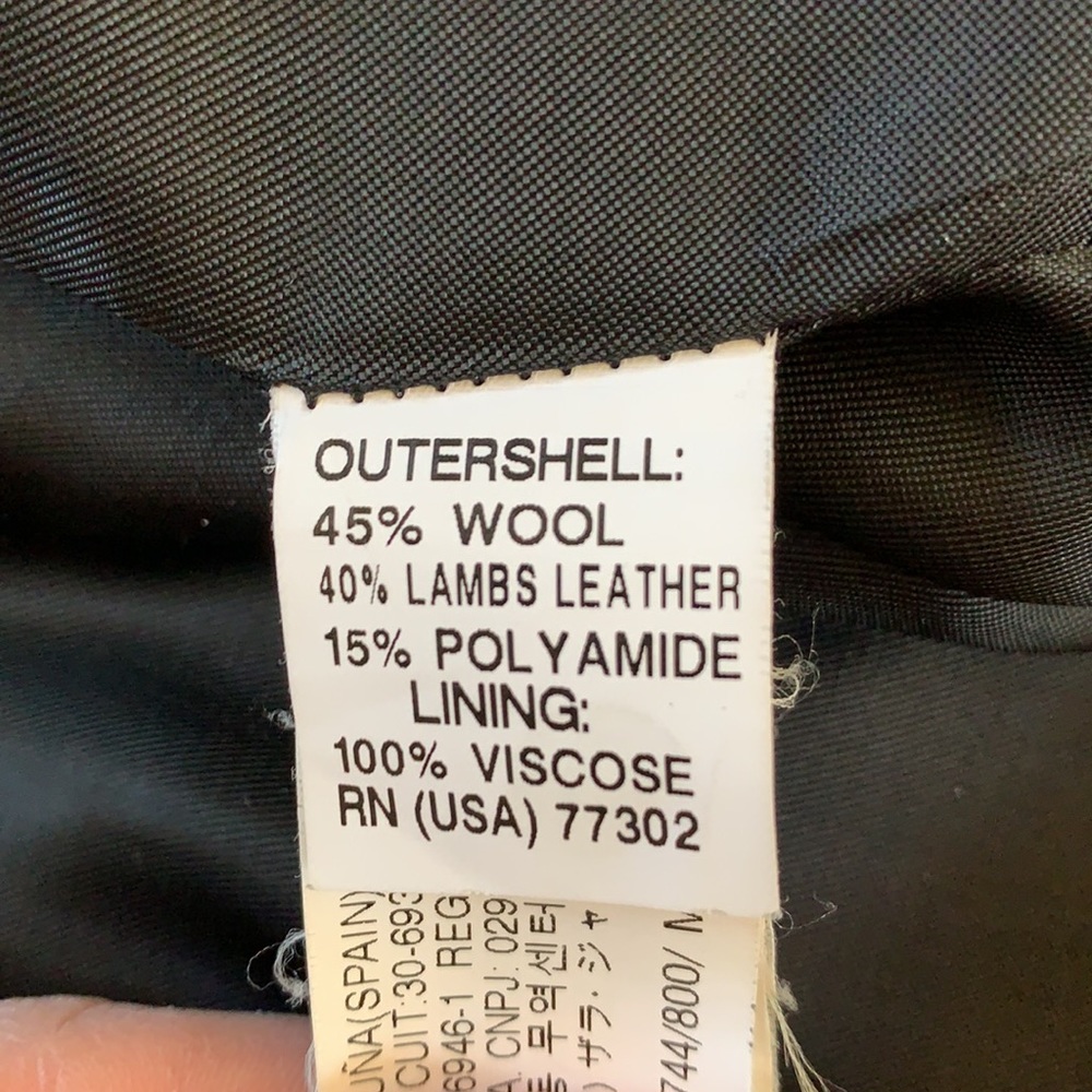 Zara Woman - black- wool and leather coat. - Picture 7 of 7